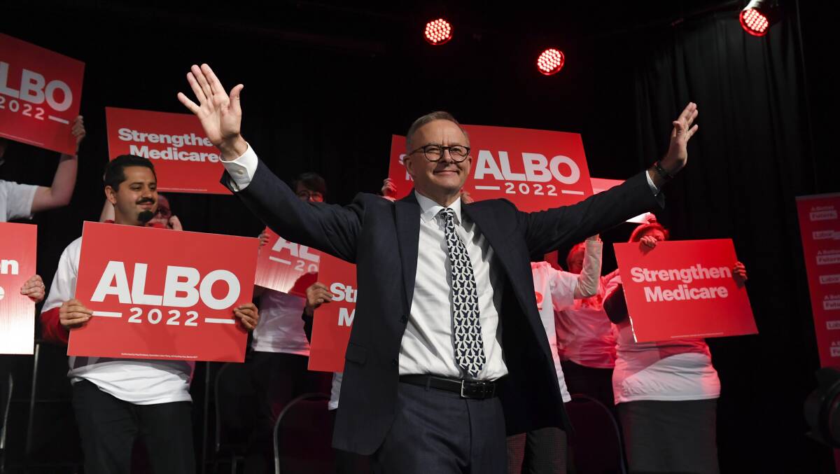 Anthony Albanese fronted a campaign rally in Launceston on Saturday. Picture: AAP