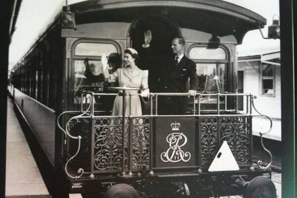 The Queen and Prince Philip aboard the Governor-General’s train in 1954. Photo courtesy Powerhouse Museum