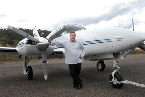Tony Wheeler with his twin-engine Cessna.  Photos by Lauren Wright