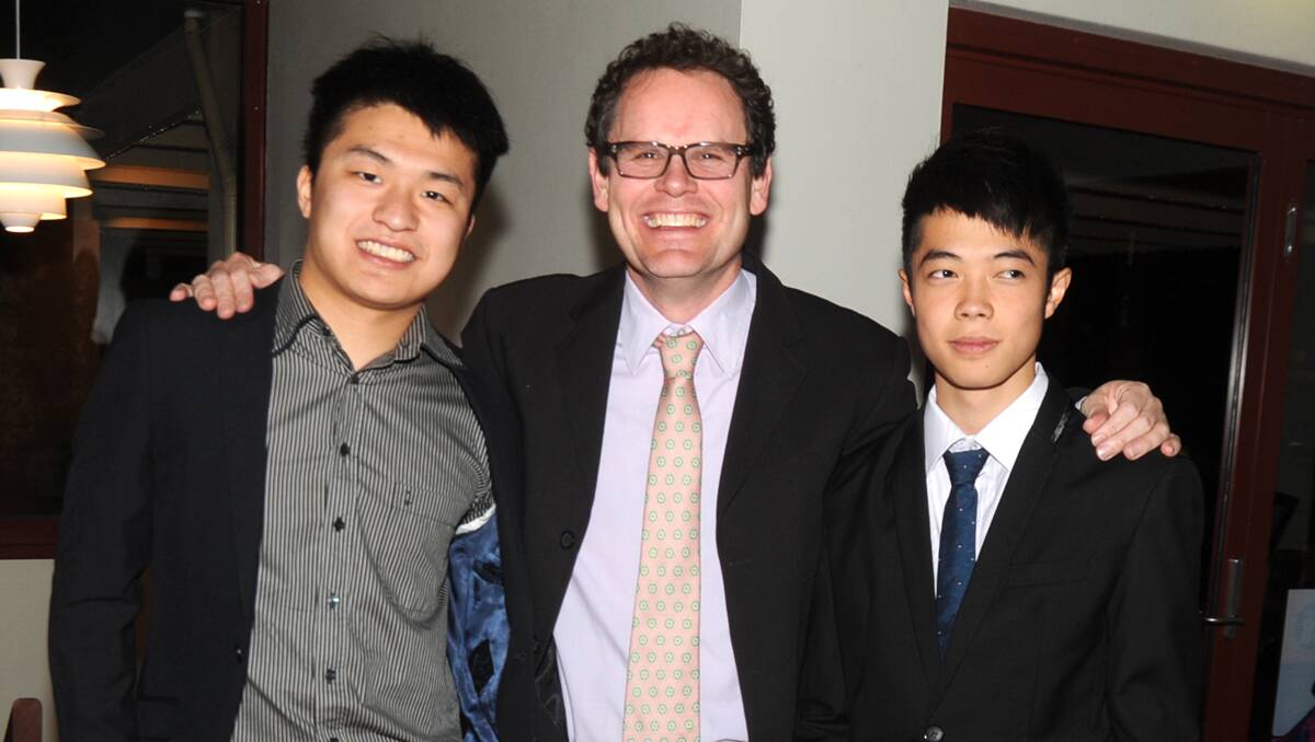 Andrew Laing with students Mickey Han and Edison Wu.
